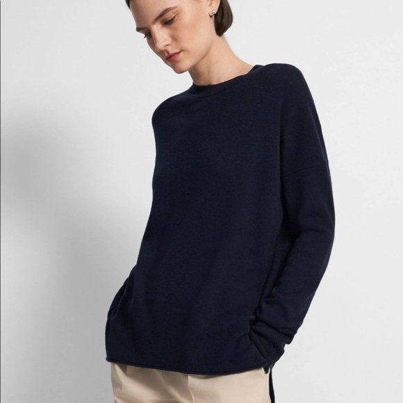 Theory Tops - Theory | Karenia Tie Sleeve Crepe Knit Sweater in Navy Size S